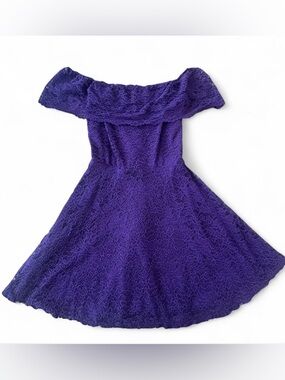 Charlotte Russe Girls' Purple Lace Off-the-Shoulder Party Dress
